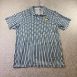 Masters Tournament Golf Polo Mens Large Blu Souvenir Cup Print Performance Shirt